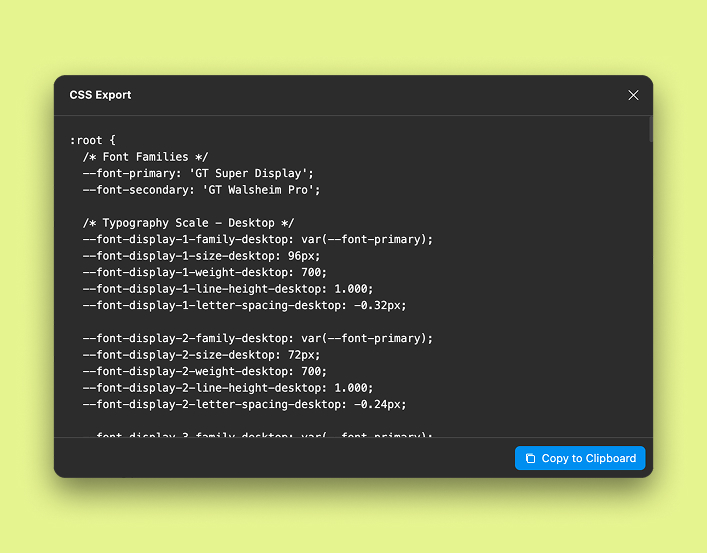 Export CSS