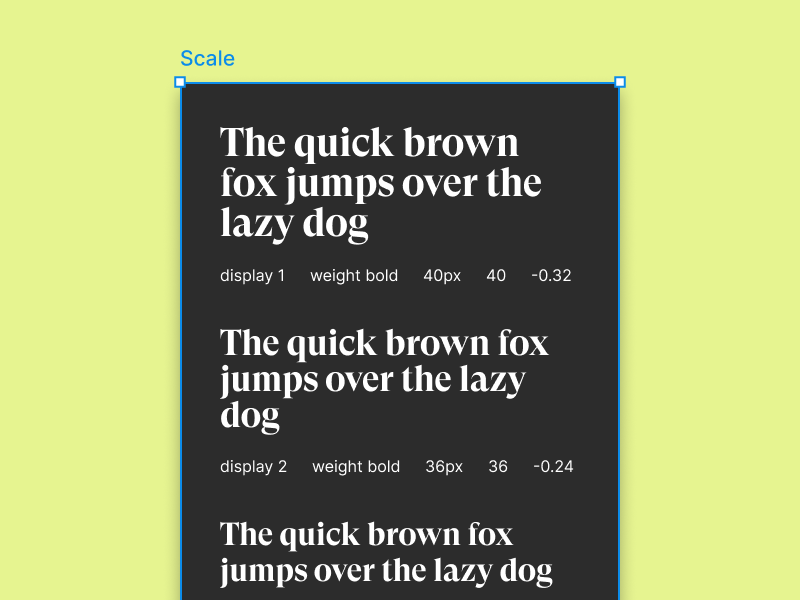 Figma preview frames generated by Typewave for each typographic level